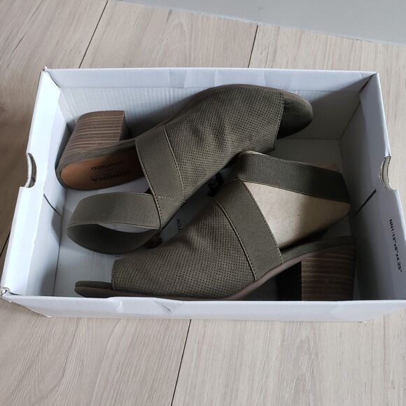 Sonoma Open Toe Block Heels Women 8.5 Army Green Shoes Stonefish Ankle Boots - Picture 5 of 9